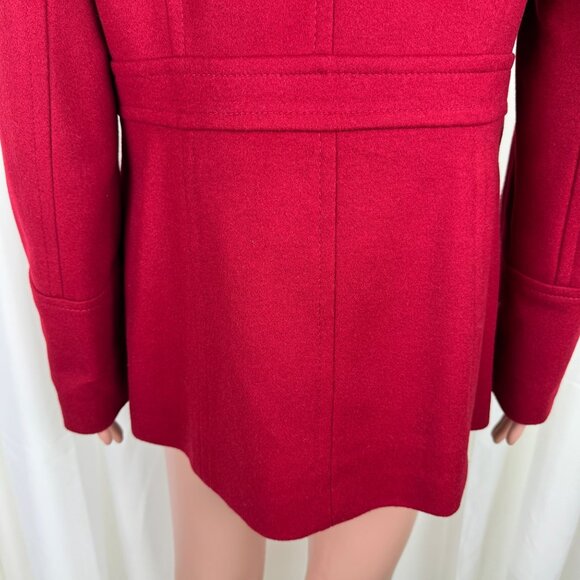Michael Michael Kors Wool Blend Double Breasted Peacoat Coat Jacket Sz 8 Red - Picture 15 of 17